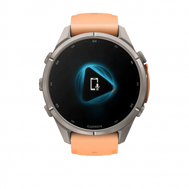 Смарт-годинник Garmin Fenix 9 Pro - inReach, 43мм Titanium з Shell Pink/Autumn Orange рожевим/помаранчевим силіконовим ремінцем