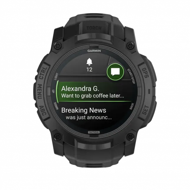Смарт-годинник Garmin Instinct 3 50 мм, AMOLED, Tactical Edition Black чорний з чорним силіконовим ремінцем