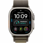 Apple Watch Ultra 4 GPS + LTE 49mm Natural Titanium Case with Dark Olive Alpine Loop - Medium (MJCR4+MK7A4)