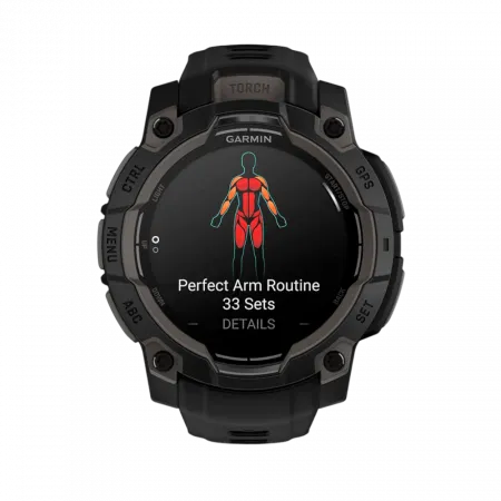 Смарт-годинник Garmin Instinct 3 45 мм, AMOLED Black чорний з Black чорним силіконовим ремінцем