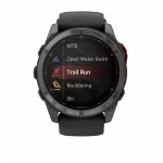 Смарт-годинник Garmin Fenix 8 51мм, MicroLED Sapphire, Titanium, Carbon Gray DLC з Black/Pebble Grey чорним/сірим силіконовим ремінцем