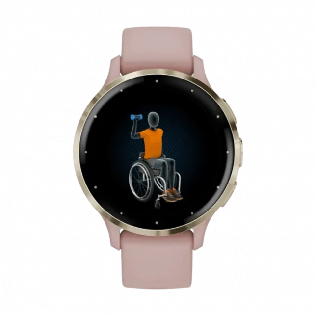 Смарт-годинник Garmin Venu 3S Soft Gold Stainless Steel Bezel з Dust Rose рожевим корпусом та силіконовим ремінцем