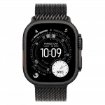 Apple Watch Ultra 3 GPS + LTE, 49mm Black Titanium Case with Black Titanium Milanese Loop - Small