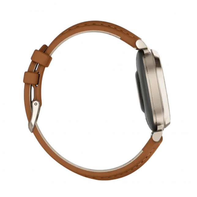 Смарт-годинник Garmin Lily 2 Classic Cream Gold з Tan коричневим шкіряним ремінцем