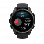 Смарт-годинник Garmin Fenix 8 43мм, AMOLED Sapphire, Carbon Grey DLC Titanium з Black/Pebble Grey чорним силіконовим ремінцем