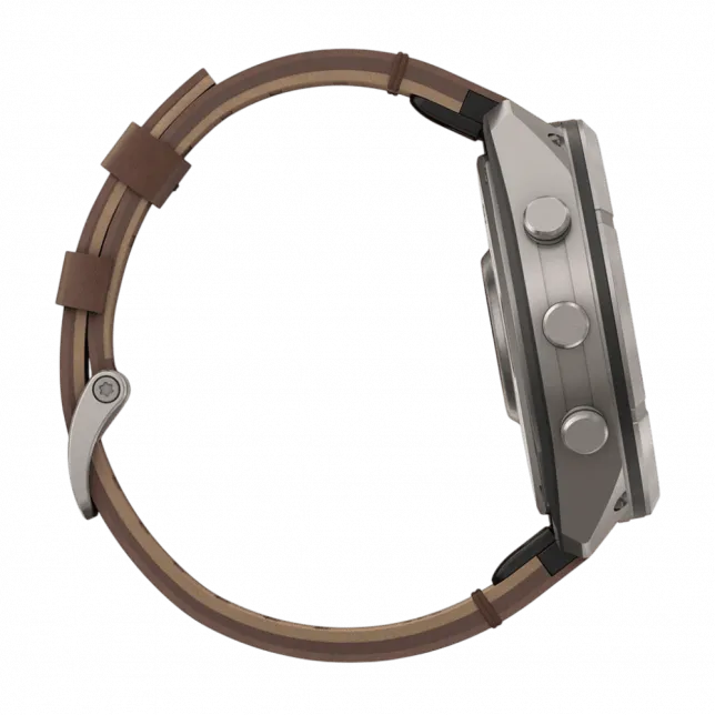 Смарт-годинник Garmin Fenix 9 Pro - inReach, 51мм Titanium з Walnut коричневим шкіряним ремінцем
