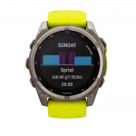 Смарт-годинник Garmin Fenix 8 51мм, Solar Sapphire, Titanium з Amp Yellow/Graphite жовтим силіконовим ремінцем