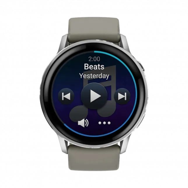Смарт-годинник Garmin Venu 4 Silver з Silver Gray сірим силіконовим ремінцем