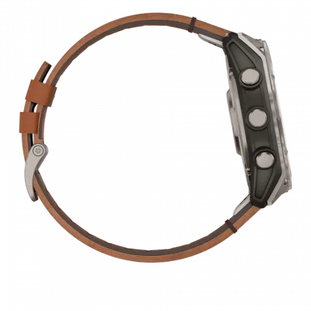 Смарт-годинник Garmin Fenix 8 51мм, AMOLED Sapphire, Titanium з Chestnut коричневим шкіряним ремінцем