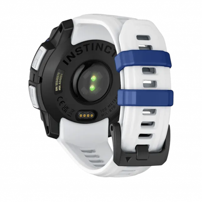 Смарт-годинник Garmin Instinct 3 45 мм, Solar Whitestone білий з Whitestone/Bolt Blue білим/синім силіконовим ремінцем