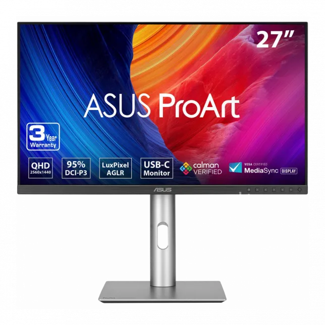Монітор Asus 27" ProArt PA278CFRV HDMI, 2xDP, USB-C, 3xUSB, MM, IPS, 2560x1440, 100Hz, 5ms, DCI-P3 95%, AdaptiveSync, Pivot, HDR400