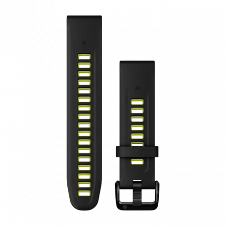 Ремінець QuickFit 20 мм, Black/Electric Lime чорний/жовтий силіконовий