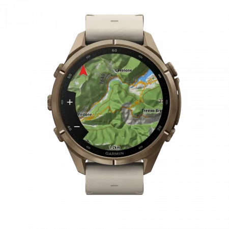 Смарт-годинник Garmin Fenix 9 Pro - inReach, 43мм Autumn Gold Titanium з Bone бежевим шкіряним ремінцем