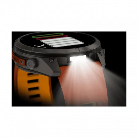 Смарт-годинник Garmin Fenix 9 Pro - inReach, 51мм Titanium з Autumn Orange/Spark Orange помаранчевим силіконовим ремінцем