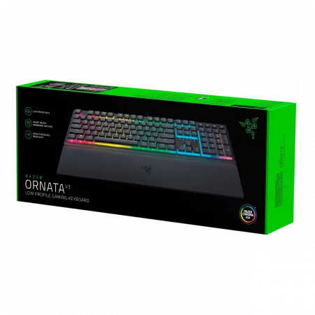 Клавіатура механічна Razer Ornata V3 104key, Mecha-Membrane Switch, USB-A, EN/UK, RGB, чорний