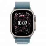 Apple Watch Ultra 3 GPS + LTE, 49mm Natural Titanium Case with Light Blue Alpine Loop - Large
