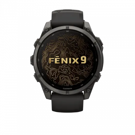 Смарт-годинник Garmin Fenix 9 47мм, Carbon Grey DLC Titanium з Black чорним силіконовим ремінцем
