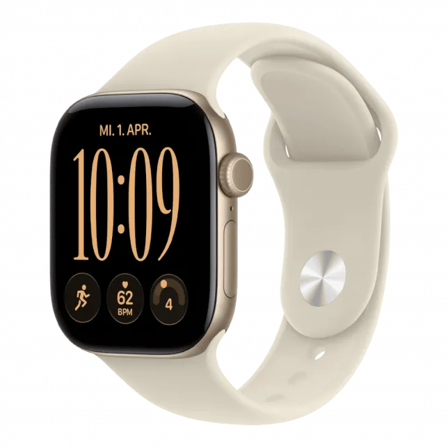 Apple Watch Series 12 GPS 46mm Light Gold Aluminum Case with Sand Sport Band M/L (MJEP4)