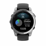 Смарт-годинник Garmin Fenix E 47мм, AMOLED Stainless Steel з чорним силіконовим ремінцем