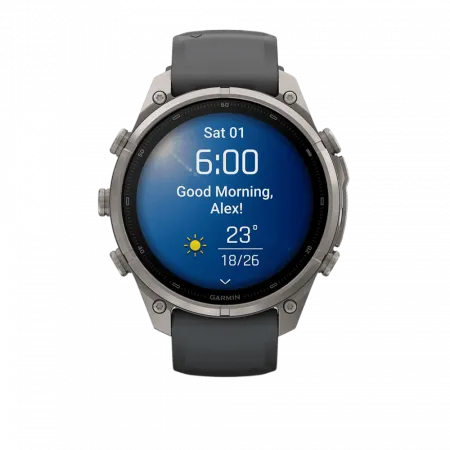 Смарт-годинник Garmin Fenix 9 Pro 47мм, Titanium з Graphite/Black темно-сірим/чорним силіконовим ремінцем