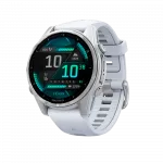Смарт-годинник Garmin Fenix 8 43мм, AMOLED Silver з Whitestone білим силіконовим ремінцем