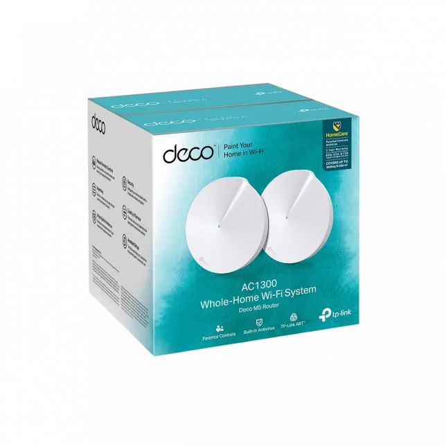 Система WiFi-Mesh TP-LINK Deco M5 AC1300, 1xGE LAN, 1xGE WAN, 2мод