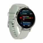 Смарт-годинник Garmin Venu 3S Silver Stainless Steel Bezel з Sage Gray сіро-зеленим корпусом та силіконовим ремінцем
