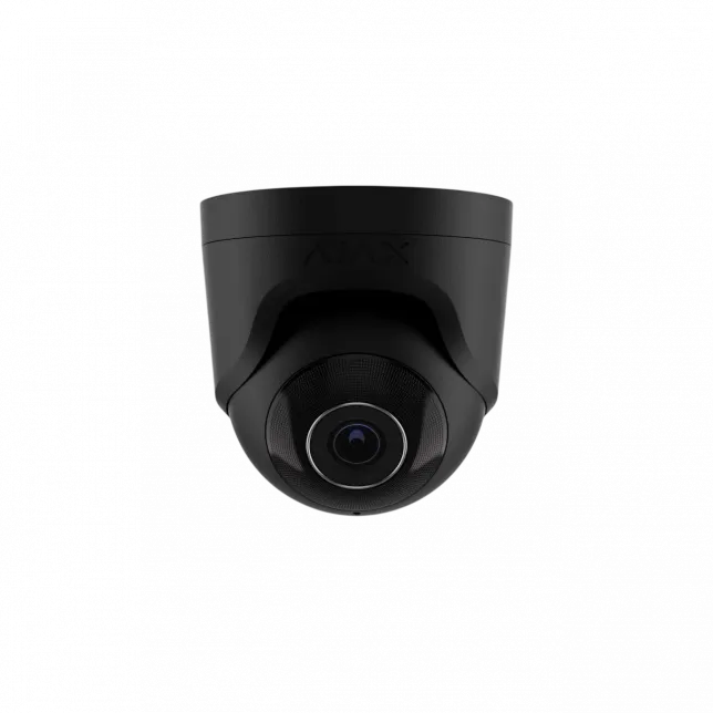 IP-Камера дротова Ajax TurretCam, 5мп, 4мм, Poe, True WDR, IP 65, ІЧ 35м, аудіо, кут огляду 75°до 85°, купольна, чорна