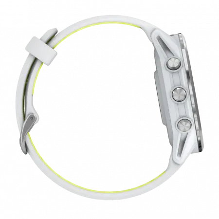 Смарт-годинник Garmin Forerunner 970 Titanium з Whitestone корпусом та Whitestone/Translucent Amp Yellow білим силіконовим ремінцем