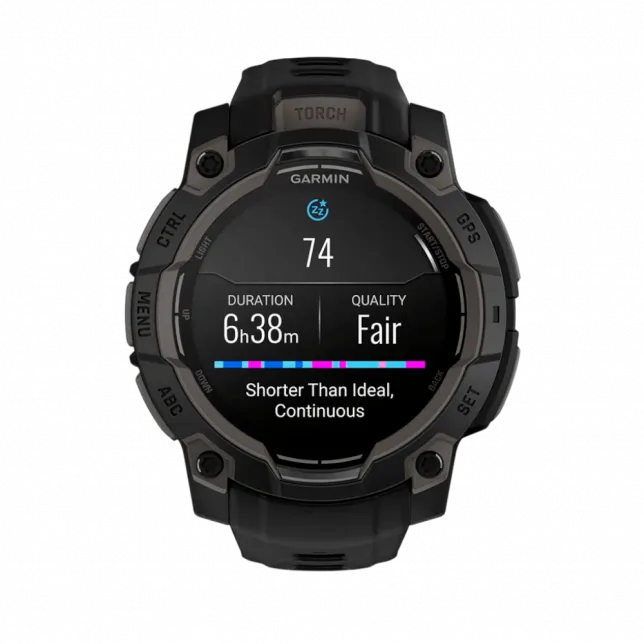 Смарт-годинник Garmin Instinct 3 45 мм, AMOLED Black чорний з Black чорним силіконовим ремінцем