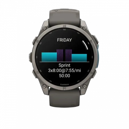 Смарт-годинник Garmin Fenix 9 47мм, Titanium з Pebble Gray темно-сірим силіконовим ремінцем