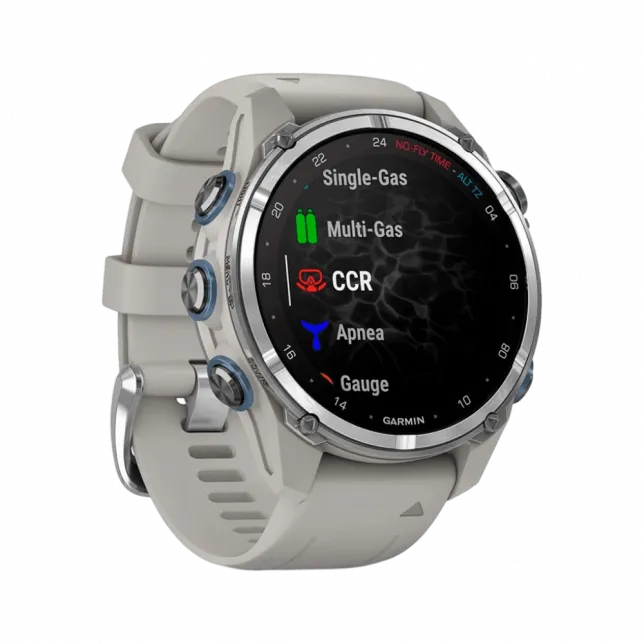 Смарт-годинник Garmin Descent Mk3 43 мм Stainless Steel з Fog Grey сірим силіконовим ремінцем