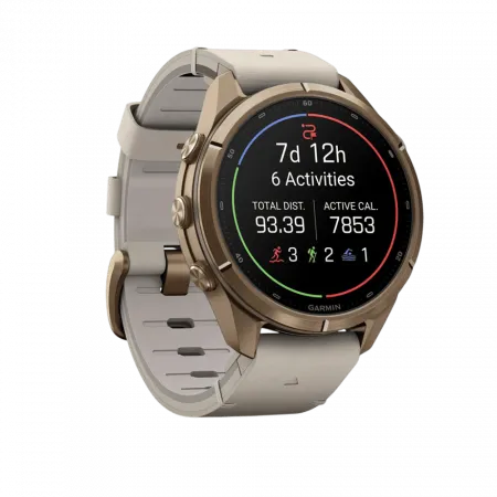 Смарт-годинник Garmin Fenix 9 Pro - inReach, 43мм Autumn Gold Titanium з Bone бежевим шкіряним ремінцем
