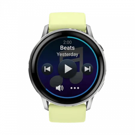 Смарт-годинник Garmin Venu 4 45 мм Silver з Citron світло-жовтим силіконовим ремінцем