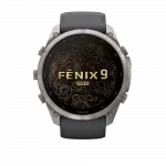 Смарт-годинник Garmin Fenix 9 Pro 51мм, Titanium з Graphite/Black темно-сірим/чорним силіконовим ремінцем