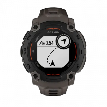 Смарт-годинник Garmin Instinct E 45 мм Black чорний з Charcoal коричневим силіконовим ремінцем