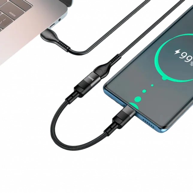 Перехідник Hoco Type-C to lightning (P+M) 10см Black U107