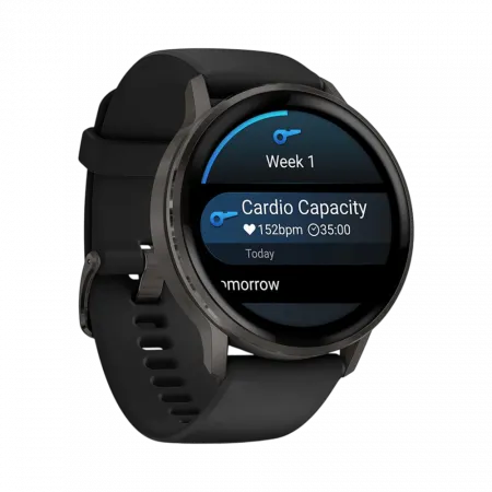 Смарт-годинник Garmin Venu 4 45 мм Slate з Black чорним силіконовим ремінцем