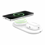 Зарядний пристрій бездротовий Belkin 2в1 15W Pad Qi2, White