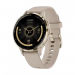 Смарт-годинник Garmin Venu 3S Soft Gold Stainless Steel Bezel з French Gray сірим корпусом та силіконовим ремінцем