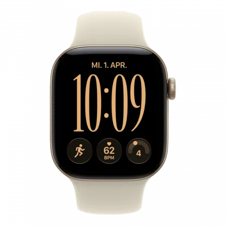 Apple Watch Series 12 GPS 46mm Light Gold Aluminum Case with Sand Sport Band M/L (MJEP4)