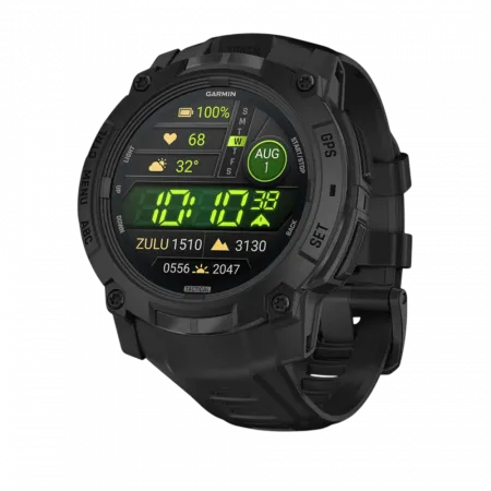 Смарт-годинник Garmin Instinct 3 50 мм, AMOLED, Tactical Edition Black чорний з чорним силіконовим ремінцем