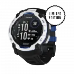 Смарт-годинник Garmin Instinct 3 50 мм, Solar Whitestone білий з Black/Bolt Blue чорним/синім силіконовим ремінцем