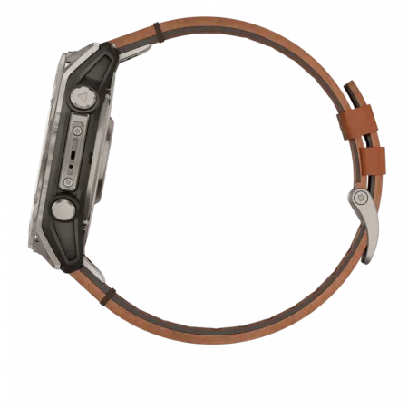 Смарт-годинник Garmin Fenix 8 51мм, AMOLED Sapphire, Titanium з Chestnut коричневим шкіряним ремінцем