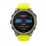Смарт-годинник Garmin Fenix 8 47мм, Solar Sapphire, Titanium з Amp Yellow/Graphite жовтим силіконовим ремінцем