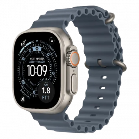 Apple Watch Ultra 3 GPS + LTE, 49mm Natural Titanium Case with Anchor Blue Ocean Band