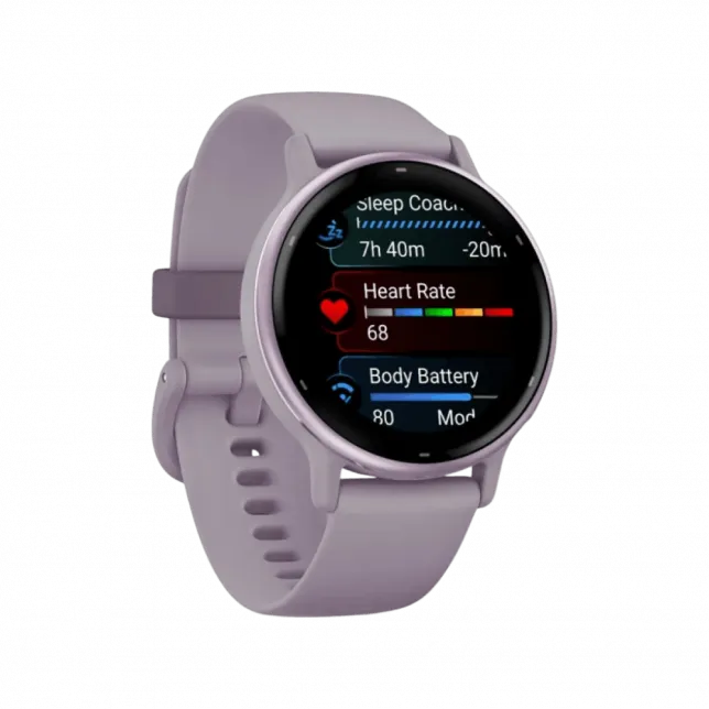 Смарт-годинник Garmin Vivoactive 5 Metallic Orchid Aluminum Bezel з бузковим корпусом Orchid та силіконовим ремінцем