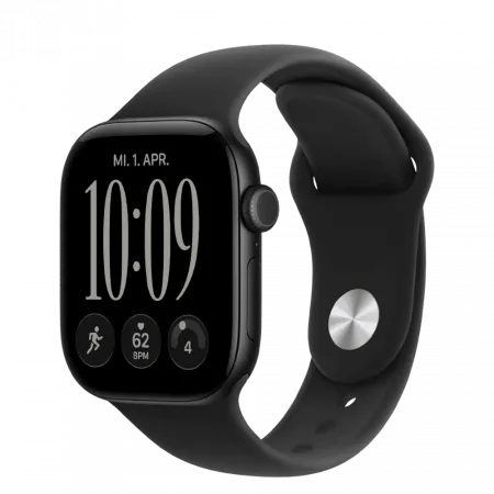 Apple Watch Series 12 GPS 42mm Black Aluminum Case with Black Sport Band M/L (MJEC4)