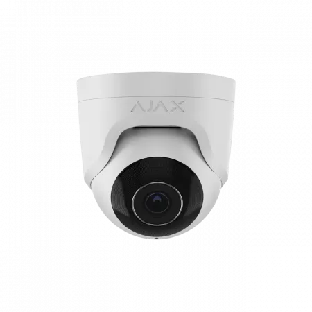 IP-Камера дротова Ajax TurretCam, 5мп, 4мм, Poe, True WDR, IP 65, ІЧ 35м, аудіо, кут огляду 75°до 85°, купольна, біла