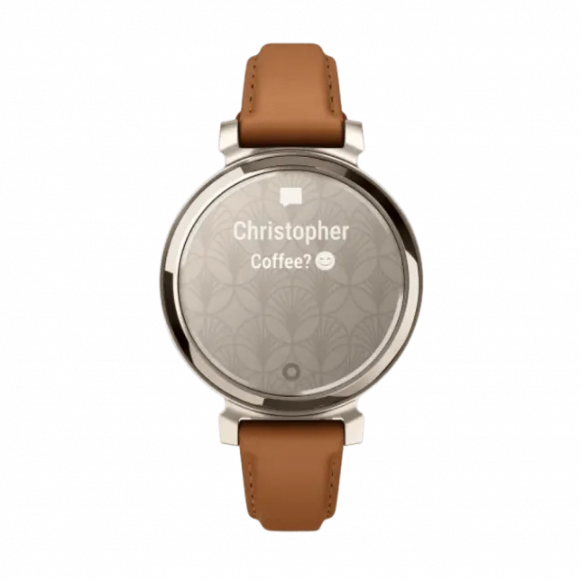 Смарт-годинник Garmin Lily 2 Classic Cream Gold з Tan коричневим шкіряним ремінцем